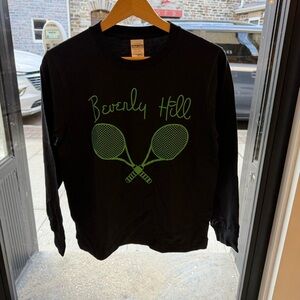 Beverly Hills Polo Club Black Long Sleeve Tee with Green Print